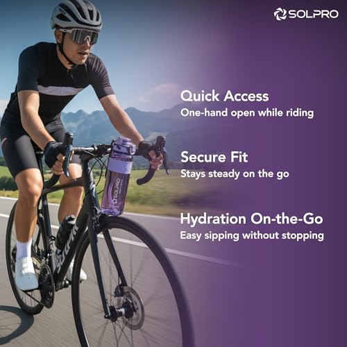 Image of Solpro Agua Spain Sipper Water Bottle 1000 ml Leakproof BPA Free, Sipper Bottle for Kids, Men, Women, Adults for School, Office, College, Travel, Gym, Workout, Outdoor, Camping (Purple /Purple)