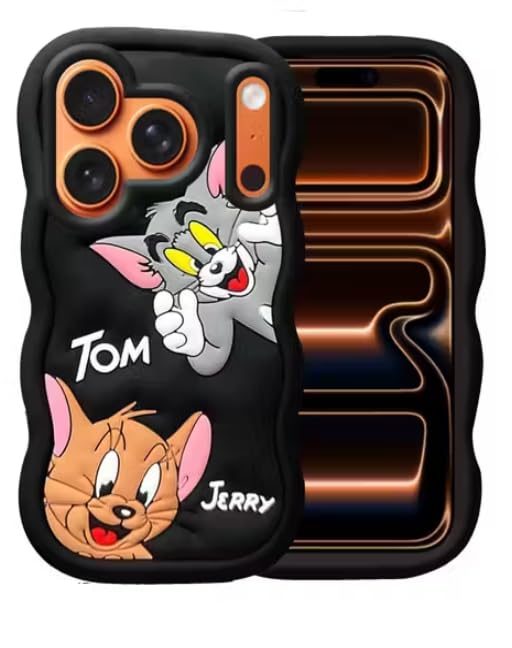 Image of MIDOS Back Cover Compatible with iPhone 17 Pro Max, 3D Soft Silicone 3D Cute Cartoon Full Protective Case for iPhone 17 Pro Max (Black)