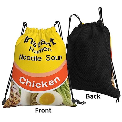 Instant Ramen Noodle Soup Chicken Drawstring Backpack Sports Gym Sack Funny Food Sackpack String Bag For Sport Yoga Travel3