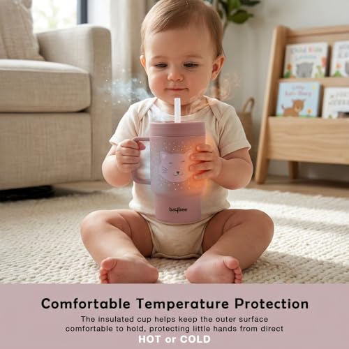 Image of BAYBEE Leak-Proof Sipper Bottle for Toddlers | BPA-Free Tritan Sipper Bottle with Straw for Babies with Double-Wall Insulation | Training Cup for Baby with Easy Clean & Easy-Grip for Kids (Brown)