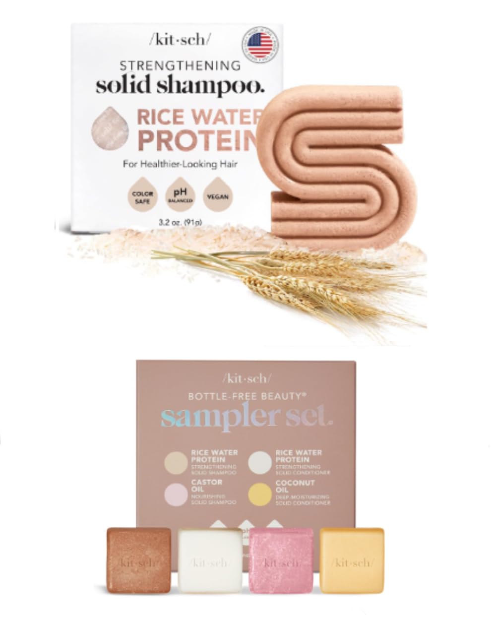 KitschRice Protein Shampoo Bar & 4pc Sampler Set with Discount[Amazon-developed Certification] Compact by Design