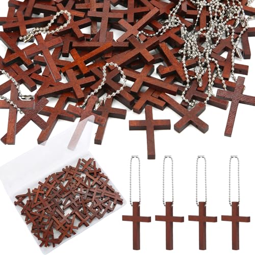 80 Pcs Mini Wooden Cross Bulk Small Crosses Charms for Crafts Keychains