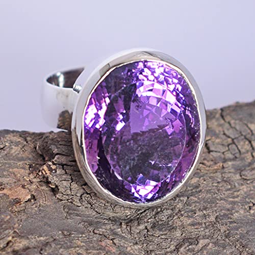 Plata de ley 925 fina con amatista morada ovalada de alta pureza y dise&ntilde;o exclusivo 3