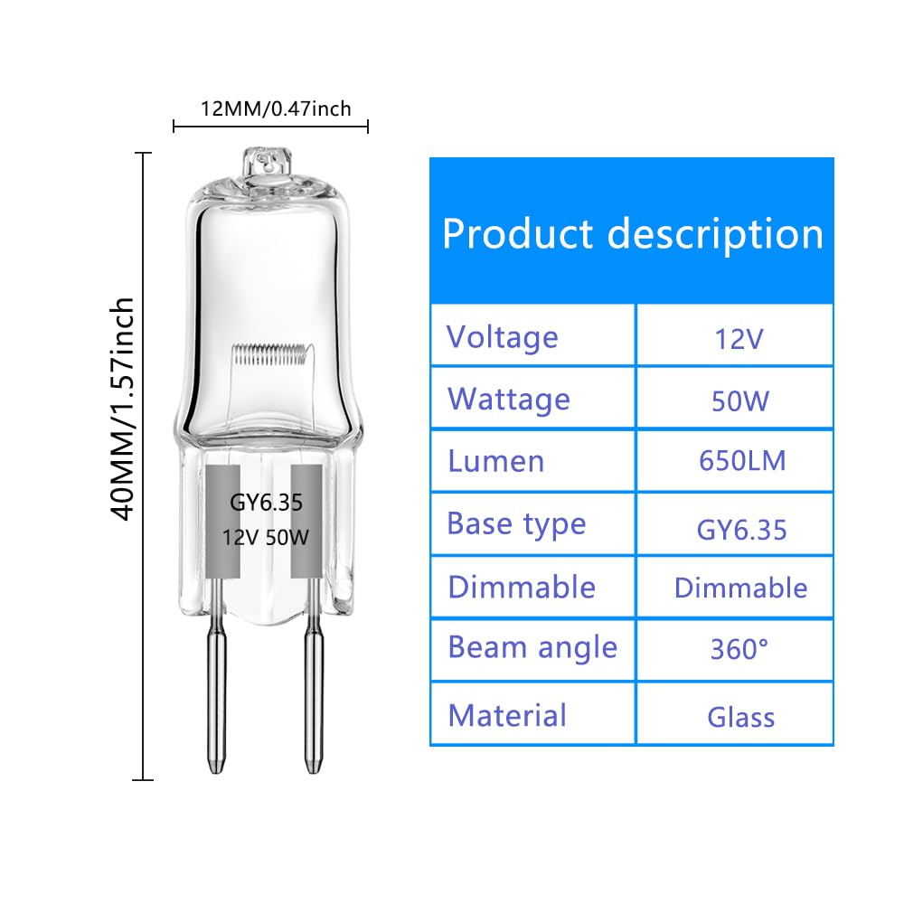 VINBE 50W GY6.35 Halogen Light Bulb, T3, Bi-Pin Bulb for Under Cabinet Lights Landscape Lights, Wall Sconces, Track Lighting - Image 3