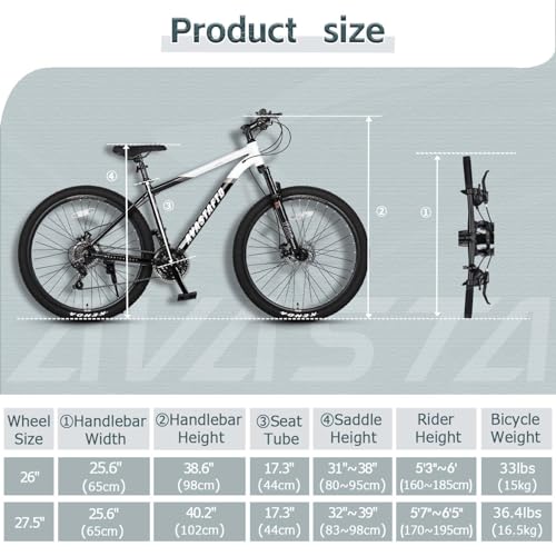 Image of AVASTA Earth 26 27.5 inch Mountain Bike with 21-Speed, Aluminum Frame, Dual Disc Brake, Comfortable Saddle, Multiple Colors