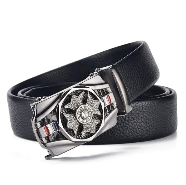 Modern Men’s Leather Belt with Crystal Embellished Buckle | Luxury Gift for Men-picture-22
