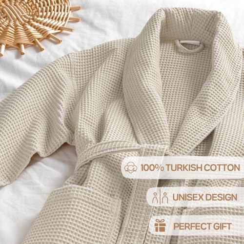SALBAKOS 100% Turkish Cotton Waffle Robe for Women & Men | Heirloom Quality | Hotel & Spa Collection Unisex Wafle Robe2