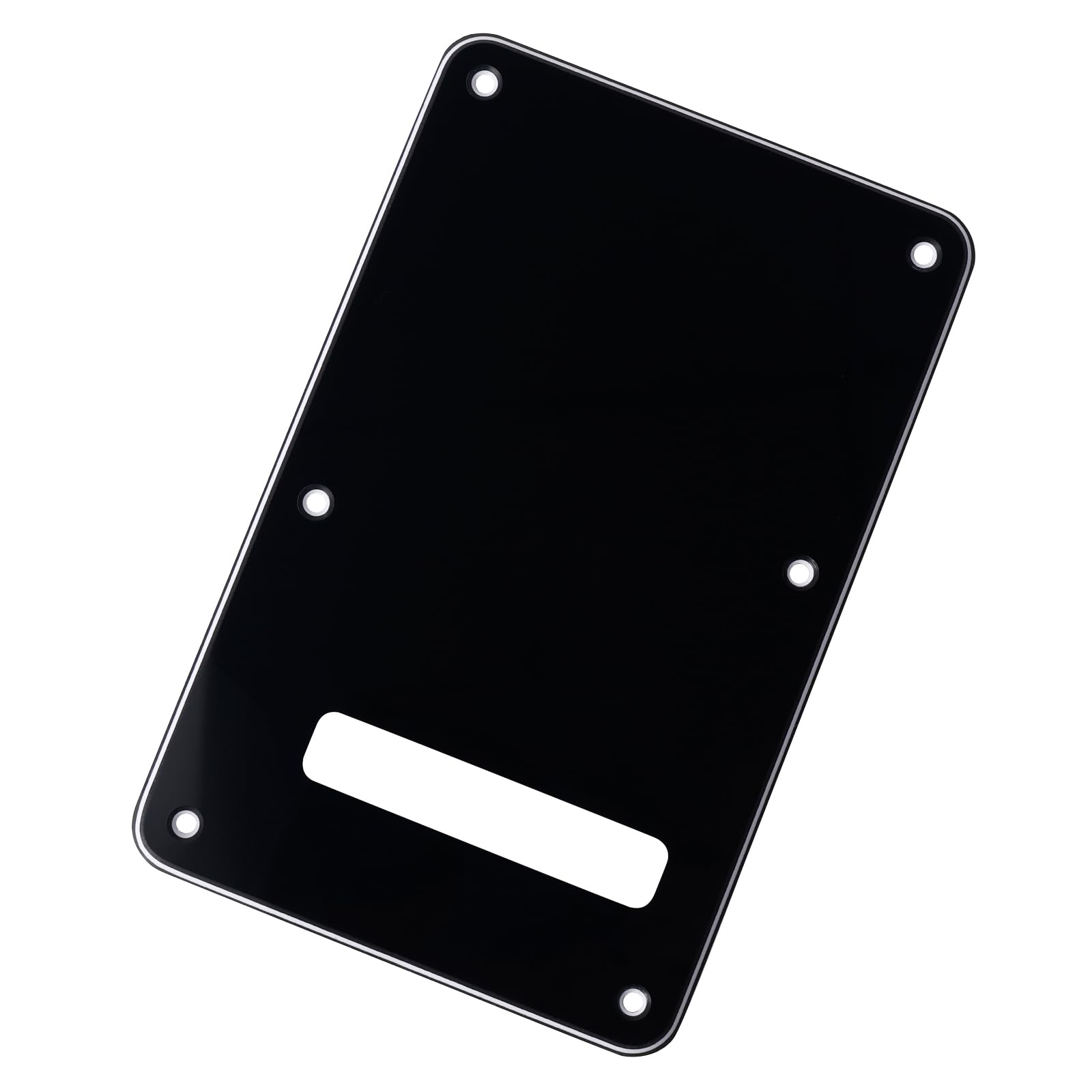 Banworks Electric Guitar 3 Ply Backplate 6-Hole Trem Tremolo Cover for USA/Mexican Standard Strat ST JT/HGB-01 Glossy Black - Image 4