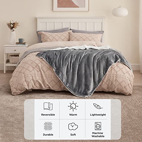 Bedsure Sherpa Fleece Throw Blanket For Couch - Thick And Warm Blankets For All Seasons, Soft And Fuzzy Throw Blanket For Sofa, Grey, 50X60 Inches #TOP6