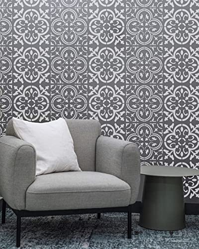 STENCILOGY® / 4 pcs. 8 x 8 Inches/Tile Stencil Set, Reusable Tile Stencils Set for Painting, Furniture, Floor/Household Paint Wall Stencils (8x8 inches)