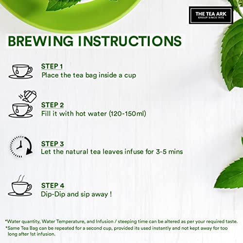 Image of The Tea Ark Mint Green Tea Bags (25 Count) | Natural Herbal Whole Leaf Tea | Individually Wrapped Pyramid Tea Bags (25 Tea Bags, Mint Green)