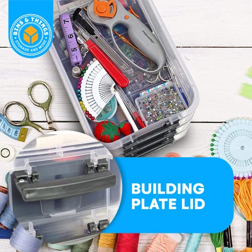 Bins & Things Stackable Storage Container With 2 Trays - Gray - Craft Storage/Craft Organizers And Storage - Bead Organizer Box/Art Supply Organizer #TOP1