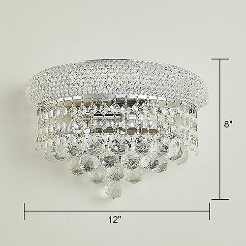 Image of 2-Lights Empire Crystal Wall Sconce Light for Living Room Dining Room Bathroom Vanity Mirrors Hallway Bedroom Closet Stairway (Chrome)