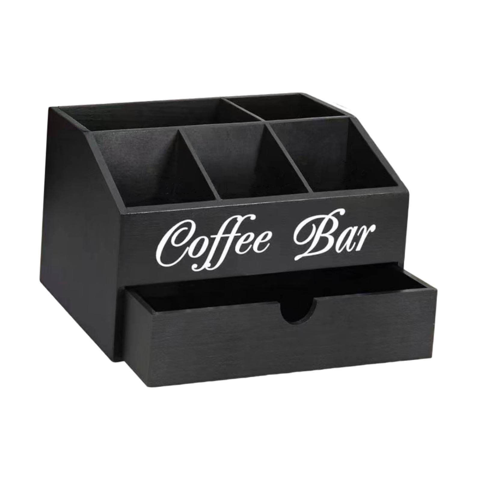 Organizador de Estación de Café, Organizador de Cápsulas de Café con Compartimentos Espaciosos, Cesta de Madera para Condimentos, Dispensador de Té, a, Style B, Individual