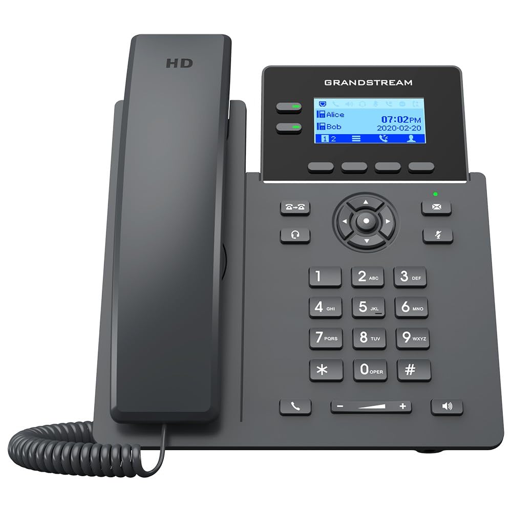 Grandstream GRP2602G IP Phone | 2 Lines, 4 SIP Accounts | 2.4-Inch LCD Display | Dual-Port Gigabit Ethernet with Integrated PoE