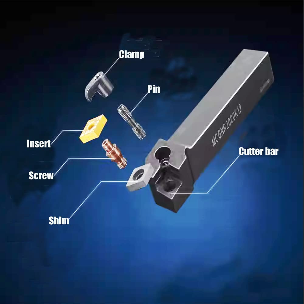 GBJ MCKNR MCGNR MCFNR MCBNR MCSNR 1616H12 2020K12 2525M12 with 1PC CNMG 431/432 Excircle Lathe Turning Holder for Carbide Insert Turning Inserts CNMG43 (MCSNR 2525M12)