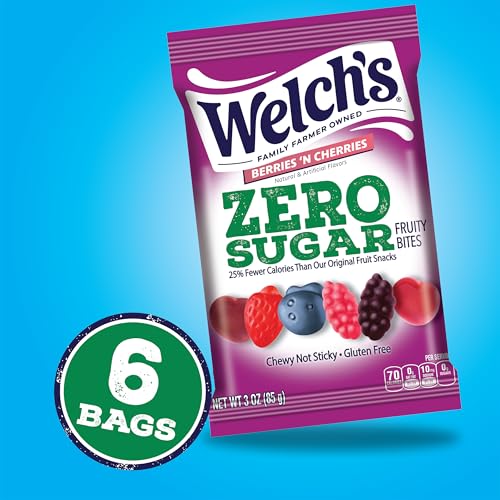 Image of Welch's Zero Sugar Fruity Bites - Berries 'N Cherries - 3 Oz Bag - 6 Pack