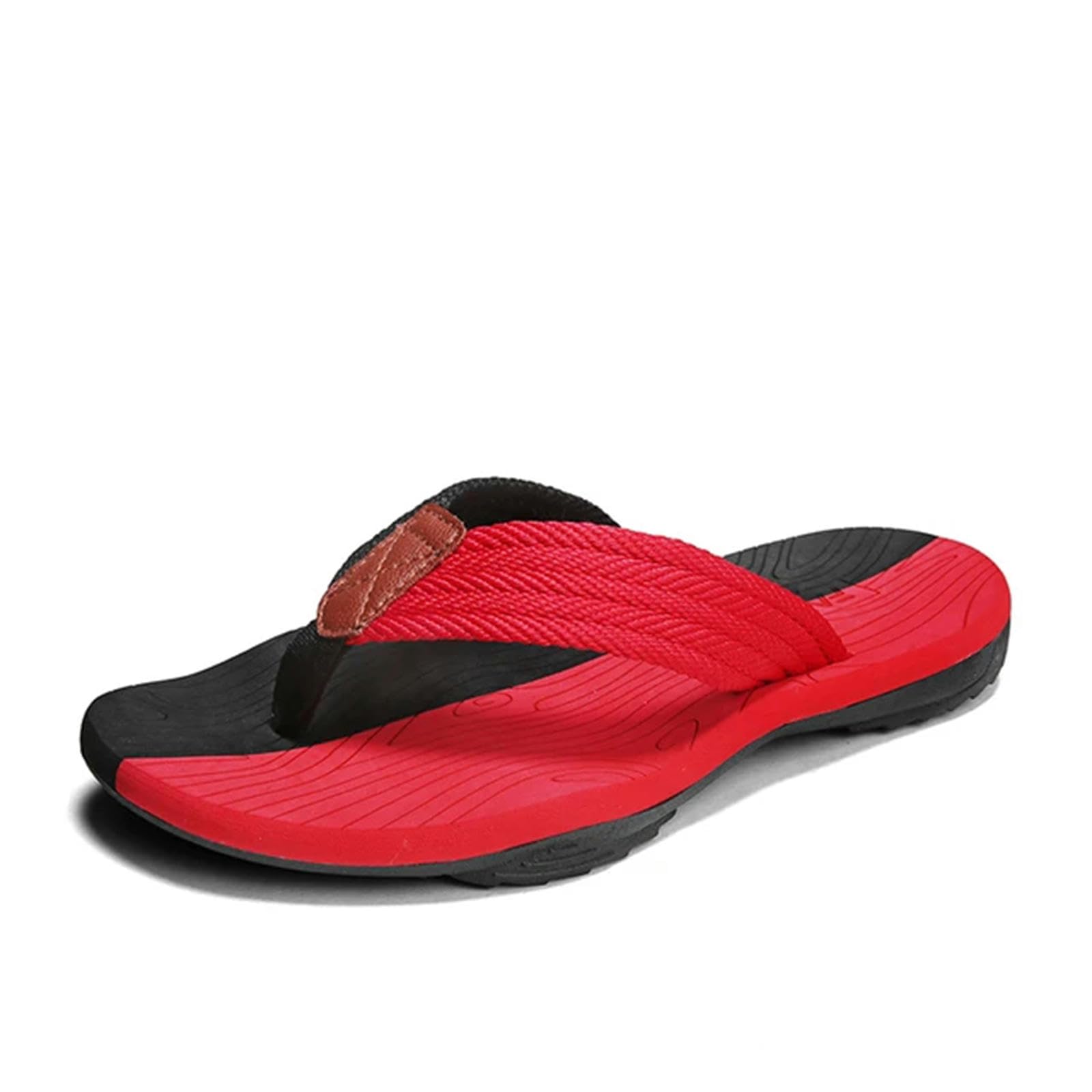 Ciabatte Estive Uomini Slifori Flip Estivi Flops Outdoor Comodi Vetrini Casual Scarpe Sandali da Spiaggia-Nero Rosso-39 (24,5 Cm)