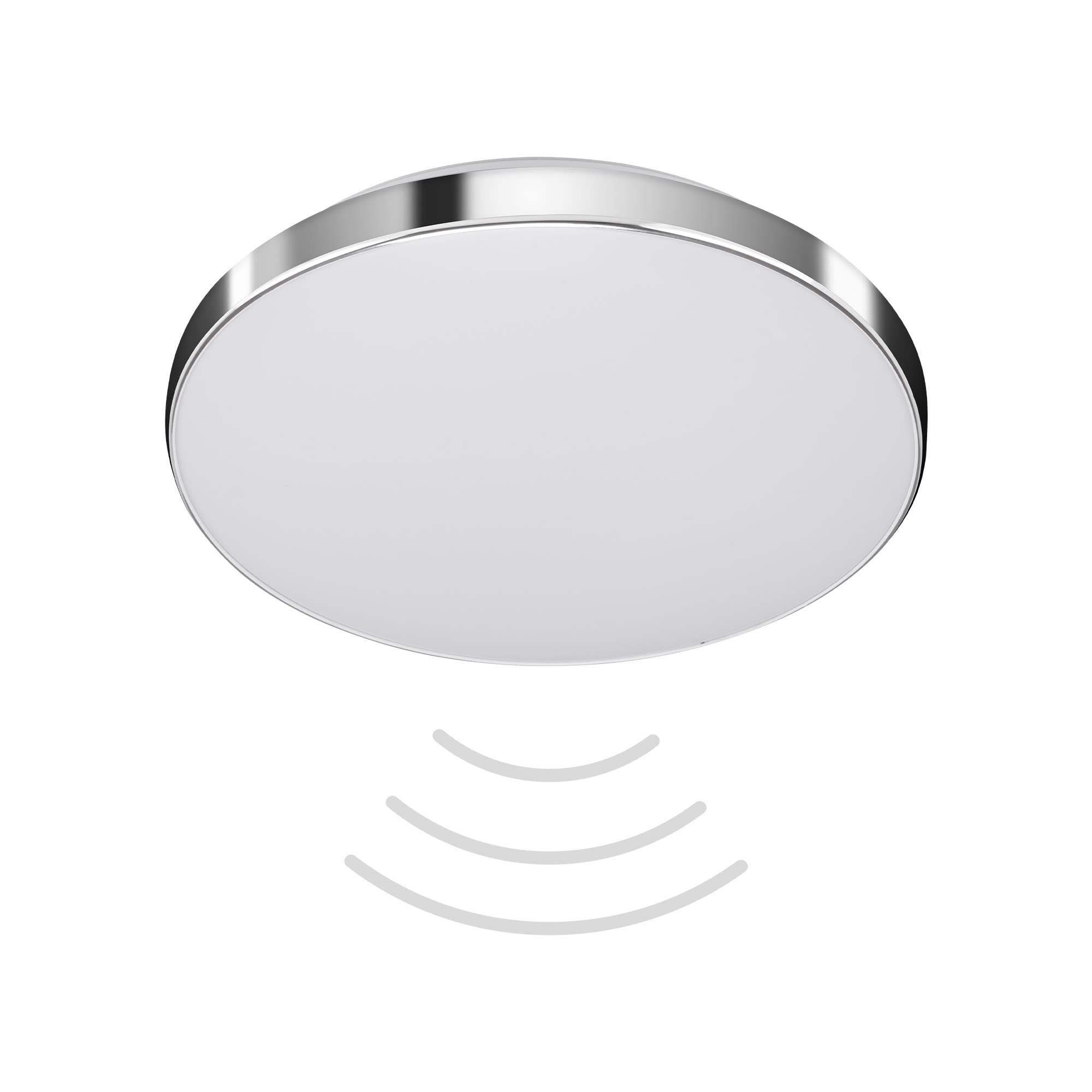 Telefunken - Lampa sufitowa LED, z czujnikiem ruchu, lampa sufitowa z czujnikiem światła dziennego, neutralna biała barwa światła, funkcja światła ciągłego, 16 W, 1500 lumenów, biała/chrom, Ø 29 cm