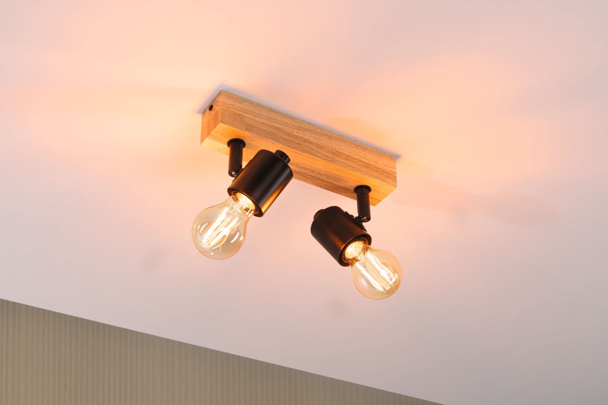 Paulmann Arvid 66771 Spotlight 2-Bulb Max. 2 x 20 Watt Ceiling Light Black Wood Metal E27 - Image 2