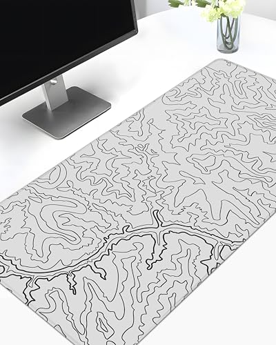 TEESOWN White Canyon Map Stitched Mousepad (18x36) for Laptop, Desktop, PC and Gaming Deskmat (Stitched White 2.O, XXL)