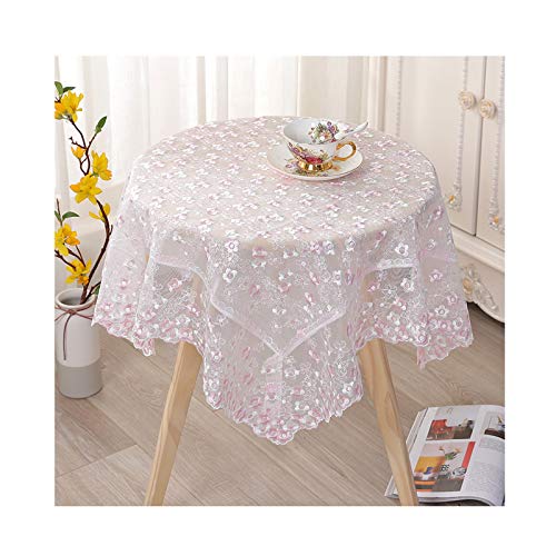 Nappe rustique vintage en dentelle brodée florale rectangulaire beige 105x155cm