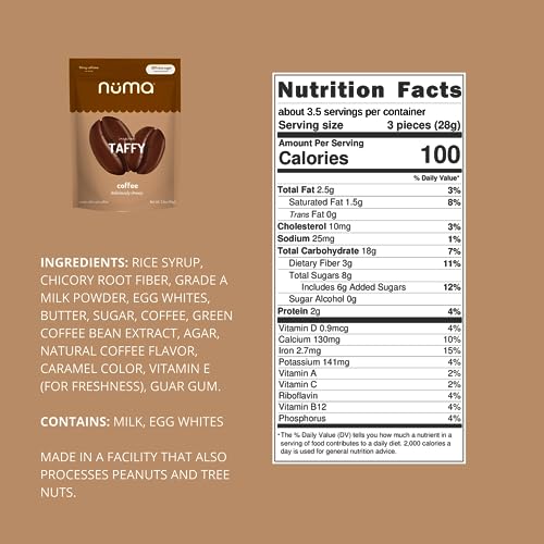 Numa Foods Coffee Chews - Caffeinated Taffy Candy