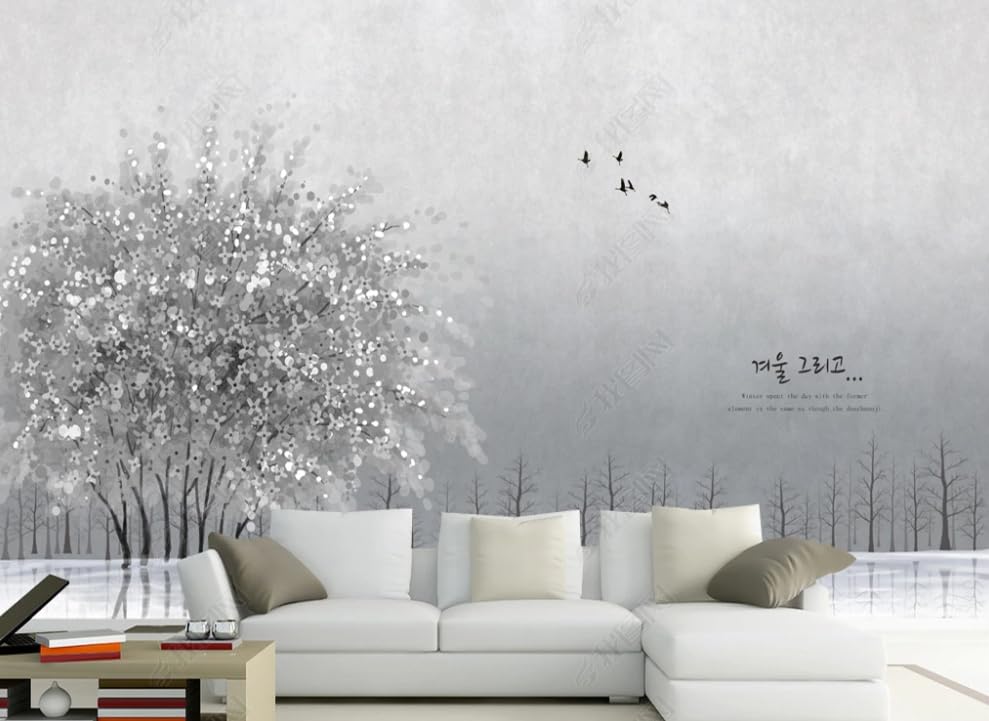 Papier peint intissé forêt d'hiver poster mural anti-imperfection
