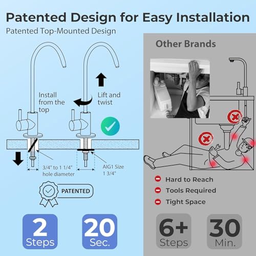 Image of iSpring RO5004F-AK UV Alkaline Reverse Osmosis Water Filter, SGS Tested PFAS and TDS Reduction, 500 GPD Tankless Remineralization RO System Under Sink, Filter Life Monitor, 2:1 Pure to Drain