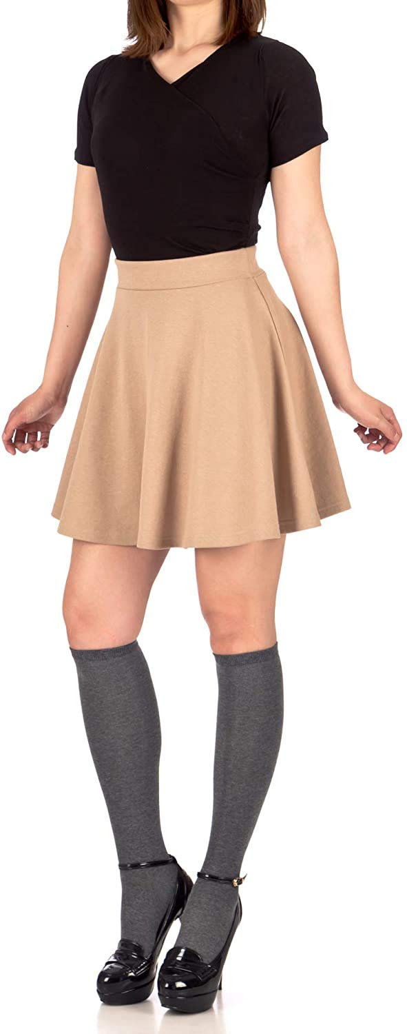 Women's Midi Skirt Vibrant Colors Trendy Skater Style-picture-26