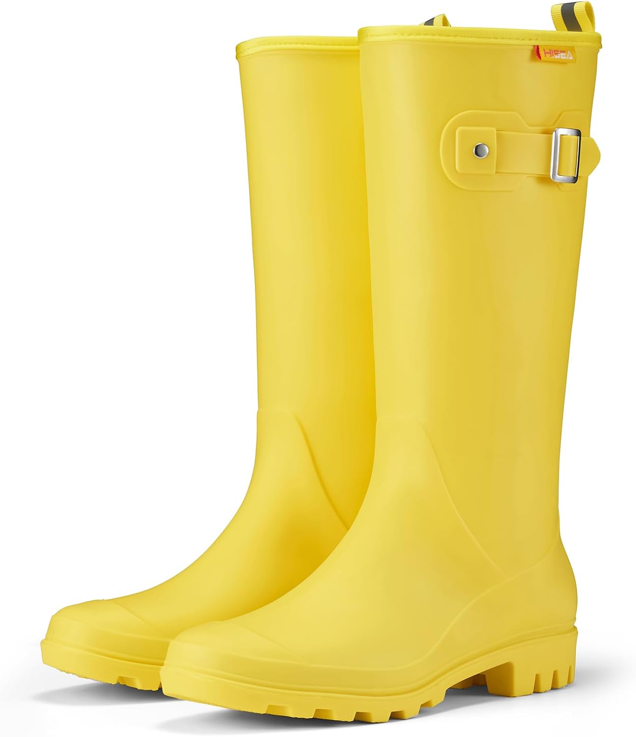 HISEA Women Rain Boots Slim Calf Fashion Waterproof PVC Rubber Boot Tall Rainboots Matte Surface Women's Rain Footwear for Ladies Outdoor Work Walking