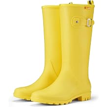 HISEA Women Rain Boots Slim Calf Fashion Waterproof PVC Rubber Boot Tall Rainboots Matte Surface Womens Rain Footwear for Ladies Outdoor Work Walking