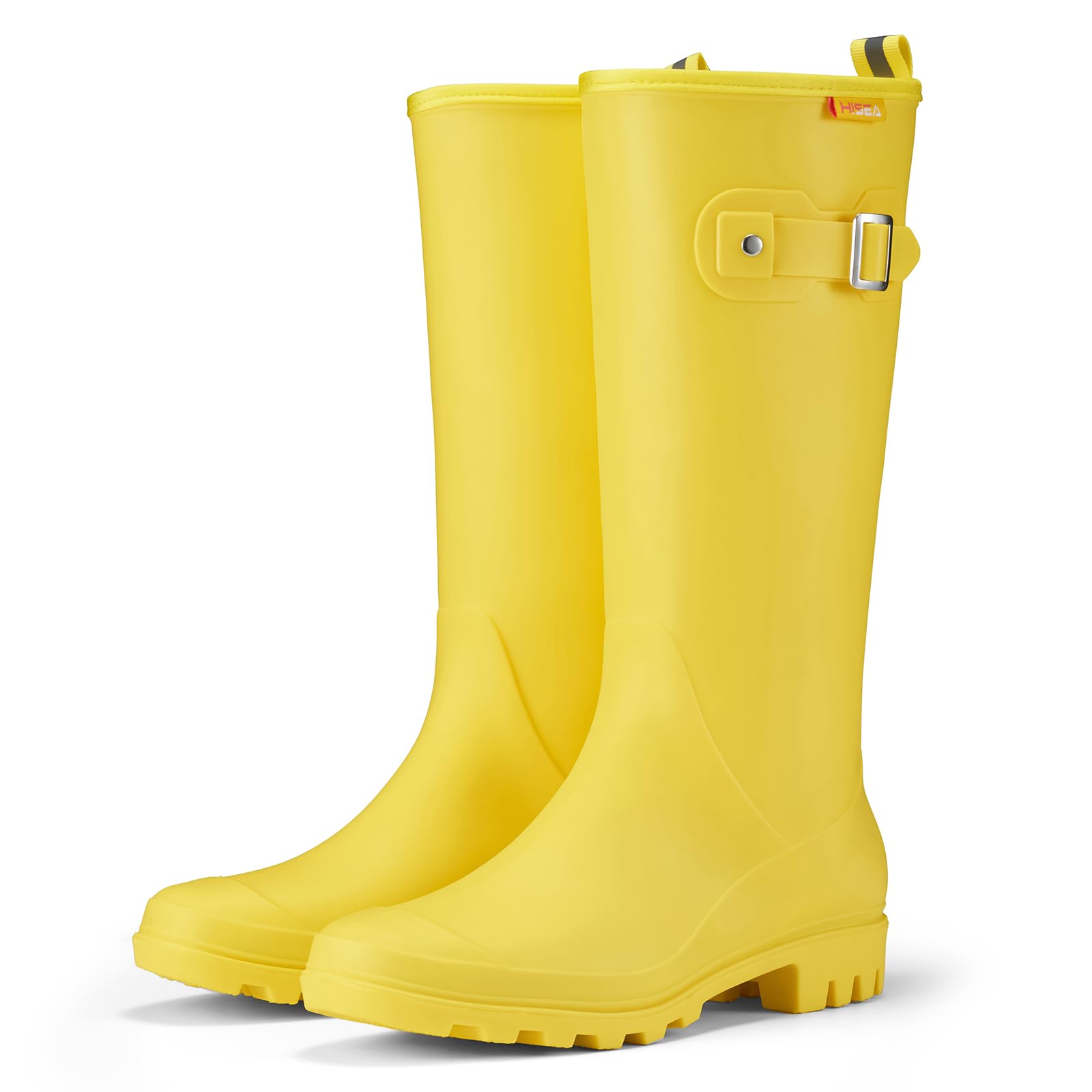 HISEA Women Rain Boots Slim Calf Fashion Waterproof PVC Rubber Boot Tall Rainboots Matte Surface Women's Rain Footwear for Ladies Outdoor Work Walking