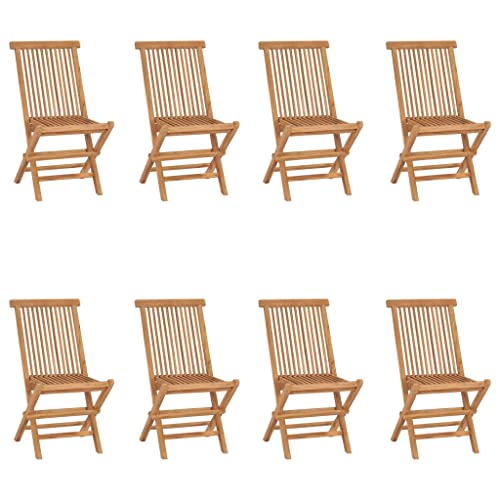 vidaXL 8X Madera Maciza de Teca Sillas de Jardín Plegables Asiento Butaca Patio Terraza Balcón Comedor Muebles Mobiliario Exterior Duradero