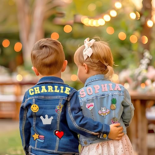 Personalized Kids Denim Jacket with Name, Custom Long Sleeve Jacket 1-8 Year Old, Birthday Gift for Toddler Girl Boy3