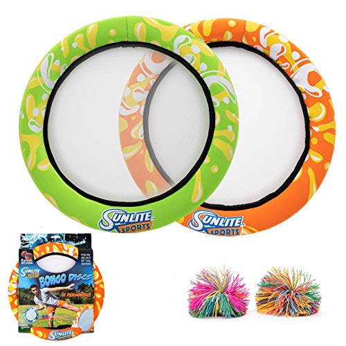 Sunlite Sports Bongo Discs, Ball Paddle Game, Ball Throwing Outdoor Games for Beach, Lawn, Backyard, Camping, Fun Beach Sports Toys, Set of 2
