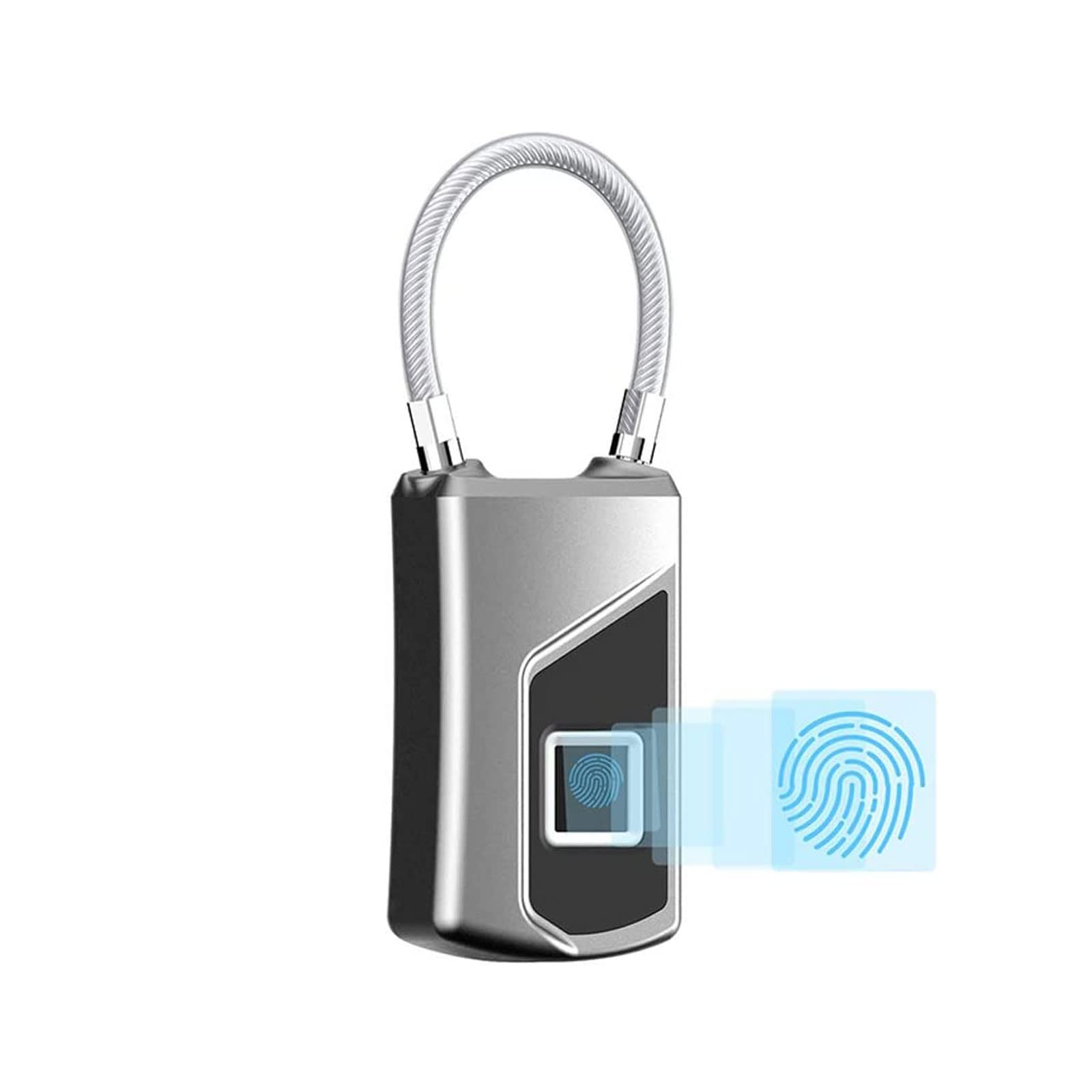 Serrure Cadenas à empreintes digitales en acier inoxydable Serrure à empreintes digitales épaisse Serrure de sécurité intelligente pour casier de gym pour Porte Casier