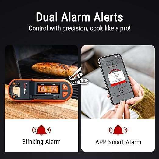 Image of LABART ThermoPro TempSpike 600 ft Wireless Meat Thermometer with Ultra-Thinner Probe, Meat Thermometer Digital Wireless with LCD Booster, Bluetooth for BBQ Grill Smoker Rotisserie Sous Vide