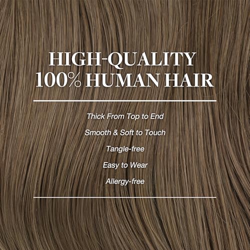 Image of GOO GOO Clip in Hair Extensions Real Human Hair, Remy Human Hair Extensions Clip ins for Women, Natural Human Hair, 16inch 150g 9Pcs, 5 Light Ash Brown
