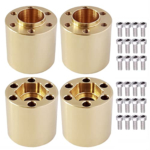 AMOGOT 4Pcs Brass Weights RC 12mm Hex Wheel Hub Adapters for 1.9/2.2inch Beadlock Wheel Rim Widen Adapter Axial Scx10 90046 Trx4 Wraith Gen7 Gen8 D90 CC01 1/10 RC Crawler (22mm W)