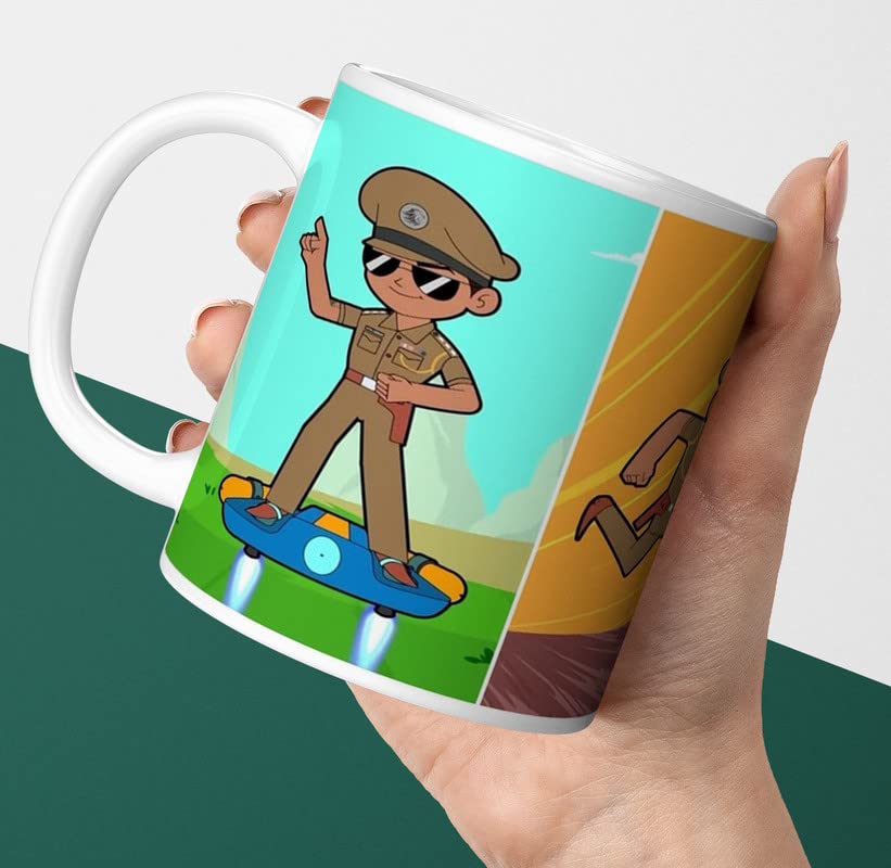 Compatible Print with Little Singham Mug Microwave Sace 350ml Ceramic White Coffee Cup Pack of 1 (CMV-257)