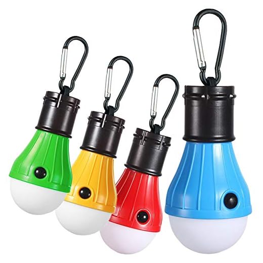 Zoojee Studio YG-310 Camping Lights Bulb-4 Pack and 4 Colors (Orange, Blue, Red & Green) Camping Lantern-1.97X4.72 Inch Portable Hanging Tent Lights Bulb, Bateery Powered Lantern