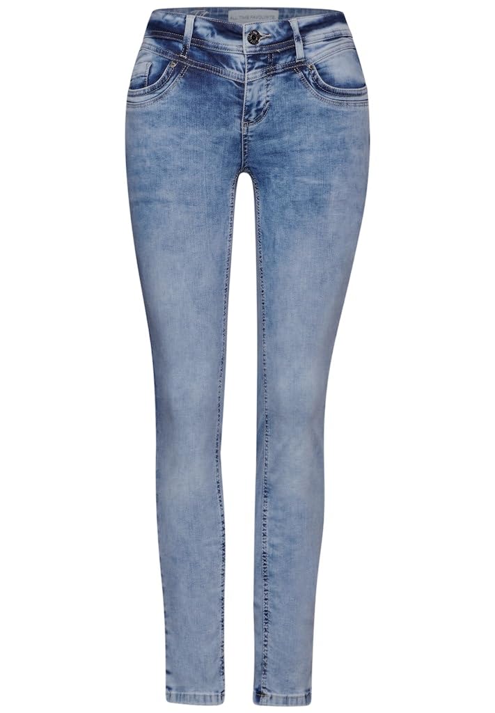 Street One Women's A377775 Slim fit Jeans, Light Blue Random Wash, 25W x 30L