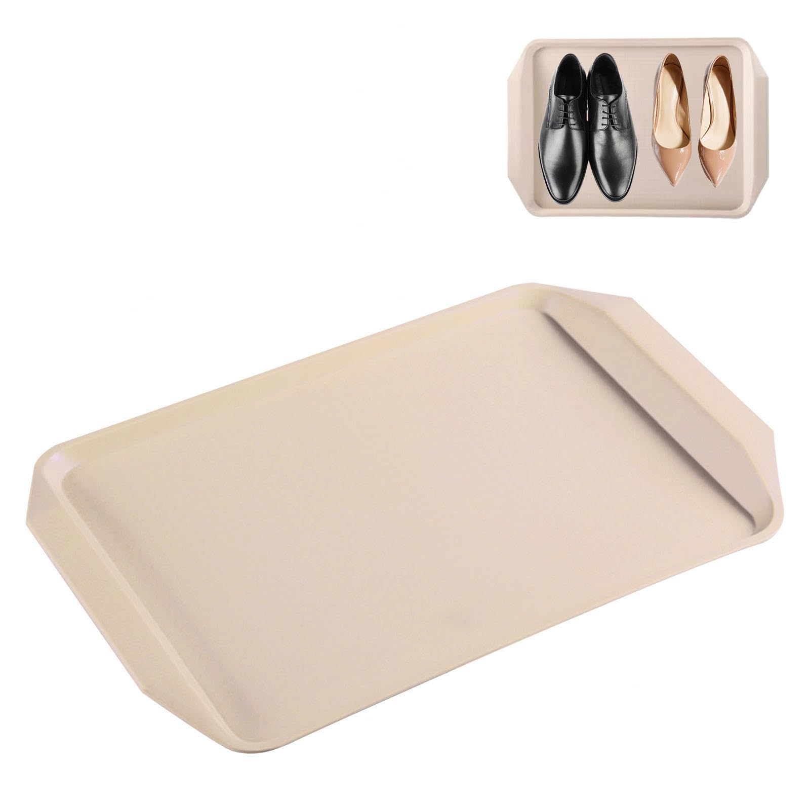 Plastic Tray 3 Pack Boot Trays Door Mat Tray for Garden, Bedroom, Entrance Area, Garage Plastic Tray,Khaki