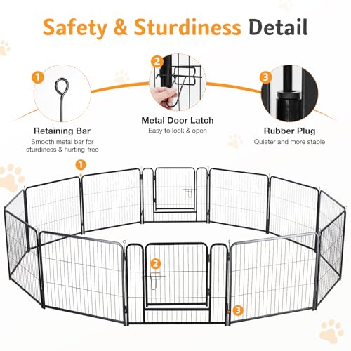 Image of NEWBULIG Dog Playpen for Indoor 40 Inch 12 Panels - Portable Heavy Duty Metal Pet Exercise Pen with Door, Foldable Small Medium Large Dog Puppy Playpen Fence for Outdoor RV, Camping, Yard, Garden