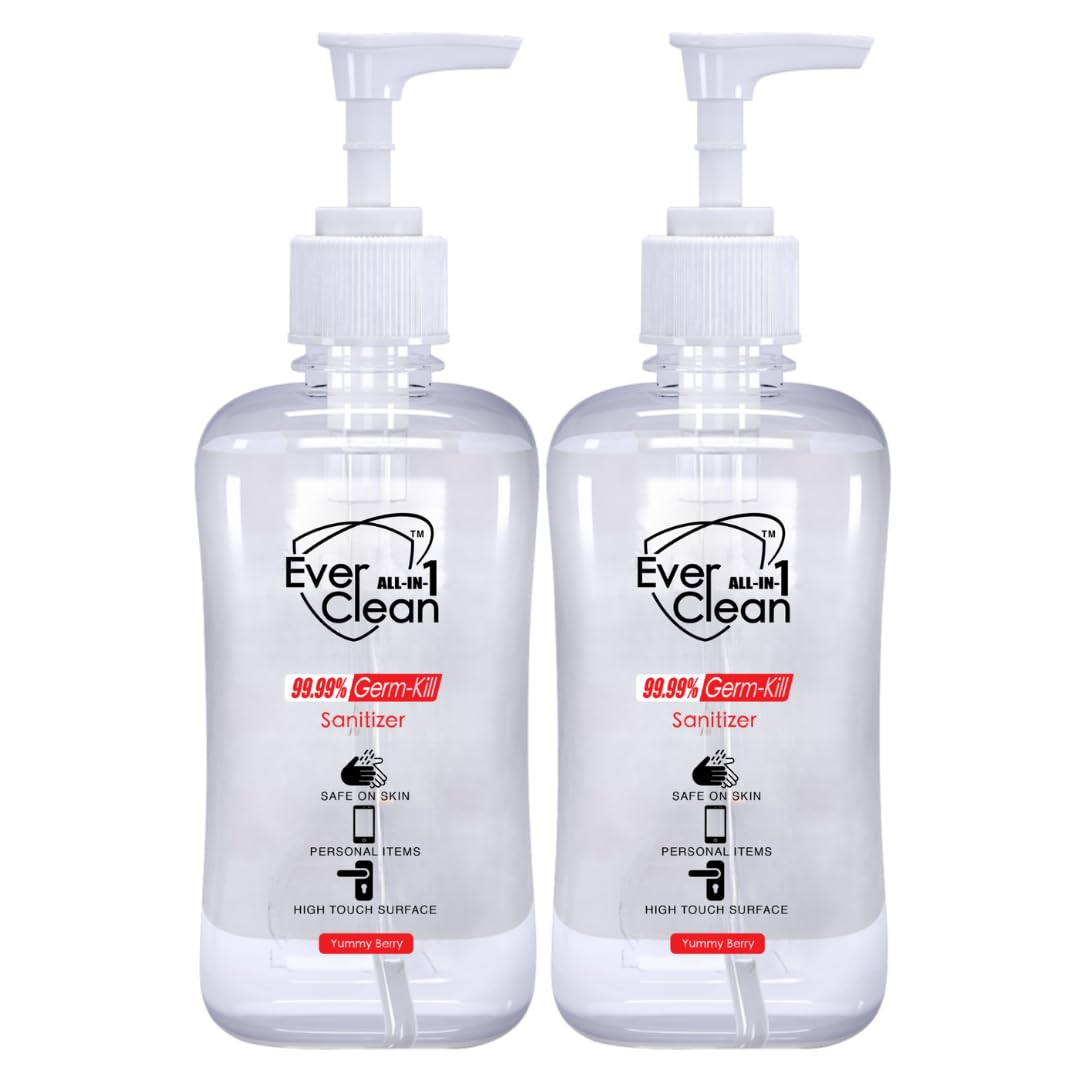 All-in-1 Sanitizer Yummy Berry 500mL | Clinically Proven 99.99% Germ Kill, Natural Ingredient Extract, Disinfects and Sanitizes Hands, Personal Items, High-Touch Surfaces, Antibacterial, Quick Dry, Non-Sticky & Safe on Skin (Pack of 2)