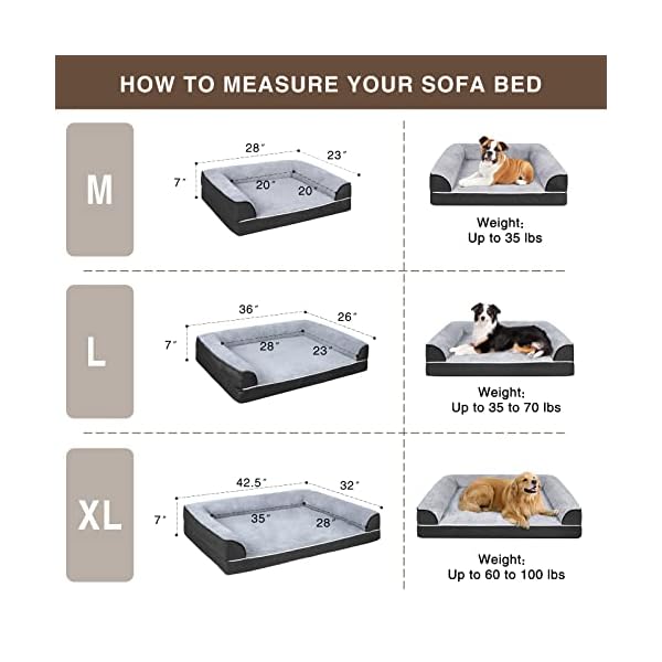Dog Bed for Large Dogs, Memory Foam Pet Bed-Orthopedic Bolster Dog Couch, Washable Removable Cover and Waterproof Lining Dog Bed for Large Dogs, Memory Foam Pet Bed-Orthopedic Bolster Dog Couch, Washable Removable Cover and Waterproof Lining