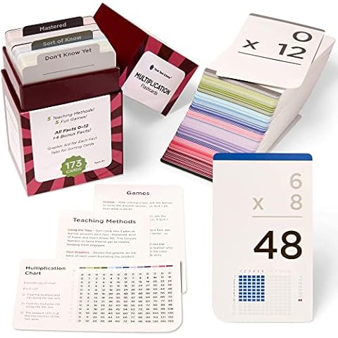 Think Tank Scholar 173 Multiplication Flash Cards Set (Award Winning) All Facts 0-12 Answer on Back, for Kids in 2ND, 3RD, 4TH, 5TH, 6TH Grade Class or Homeschool - Learn Manipulatives, Games & Chart Cover