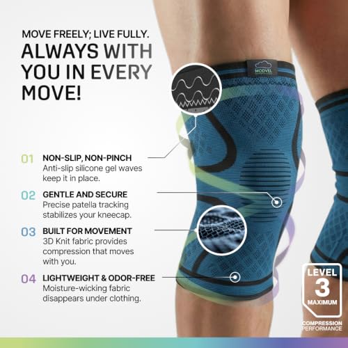 Image of Modvel 2 Pack Knee Brace for Women - Knee Support for Walking, Knee Compression Sleeves for Pain Relief, Knee Sleeves for Women, Knee Brace for Sports, Workouts & Arthritis