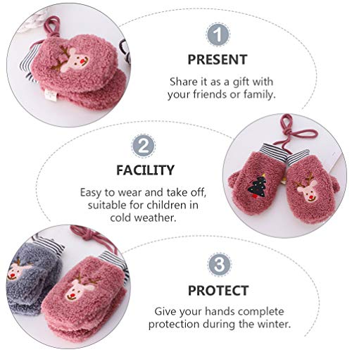 KESYOO Luva de Natal Infantil Com Tira de LÃ£ Desenho Animado Natal Ãrvore Alce Luvas de Dedo Comple